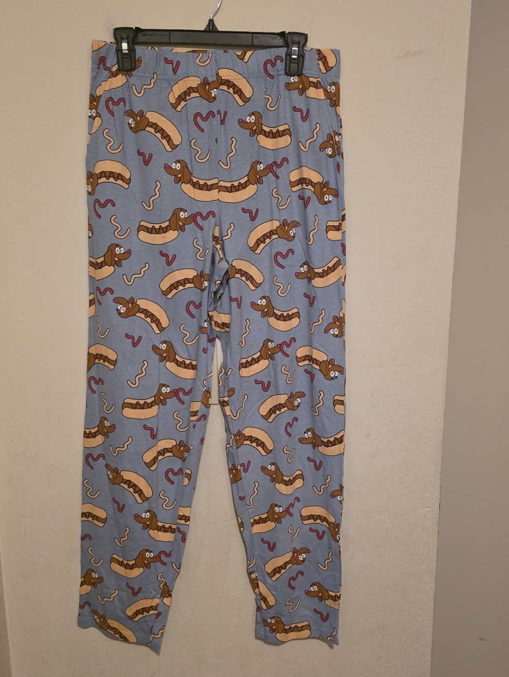 ASOS DESIGN Men's Blue Hot Dog Graphic Print Pajama Pants Pockets Elastic S